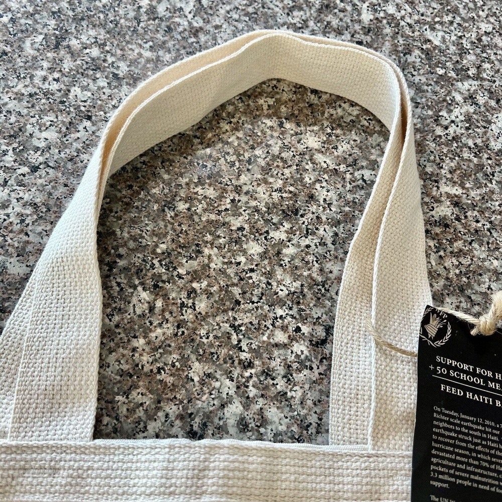 FEED Haiti Feed Projects Organic Cotton Canvas Market Tote Bag 50 Meals Provided - Picture 8 of 13